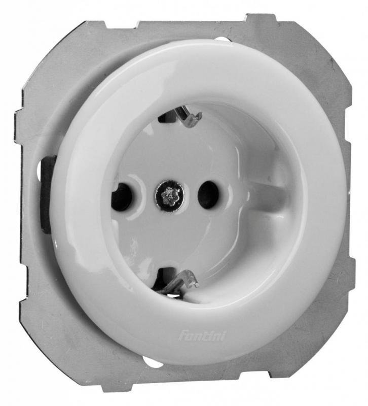 Розетка Fontini DO, скрытый монтаж, с заземлением, белый, 34212172