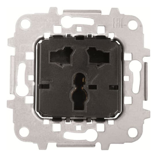 Розетка ABB, скрытый монтаж, с заземлением, со шторками, 2CLA813900A1001