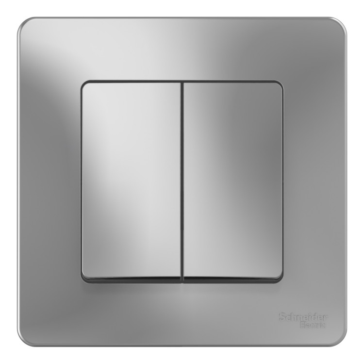 Двухклавишный проходной выключатель Schneider Electric BLANCA, алюминий, BLNVS106603