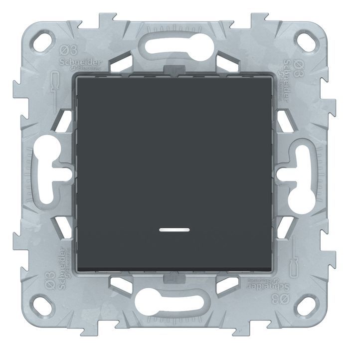 Выключатель одноклавишный Schneider Electric UNICA NEW с подсветкой, антрацит, NU520354N