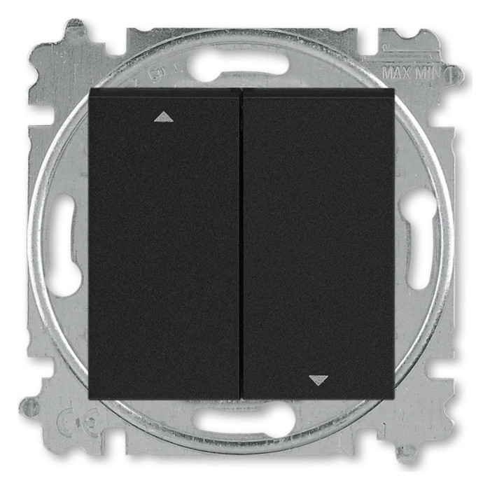 Выключатель для жалюзи двухклавишный ABB LEVIT, механический, антрацит // дымчатый черный, 2CHH598845A6063