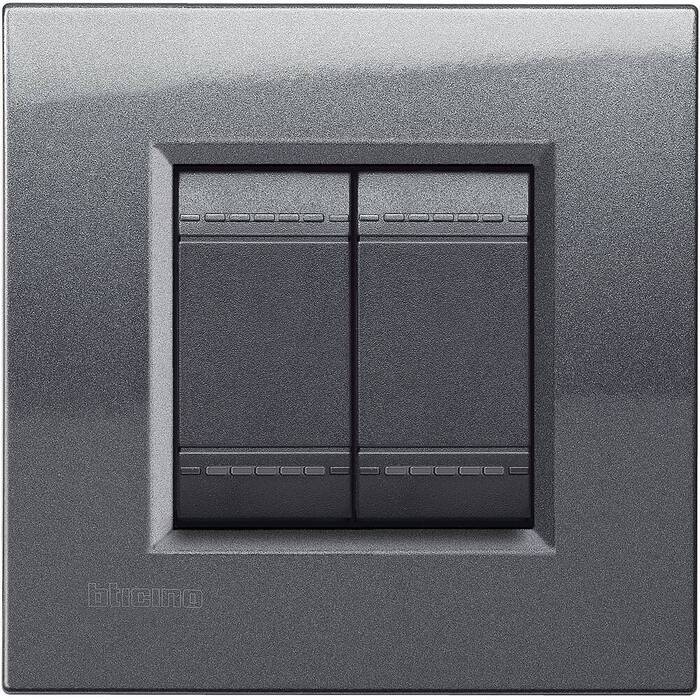 Рамка 2 модуля BTicino LIVING LIGHT, нержавеющая сталь, LNA4802AC