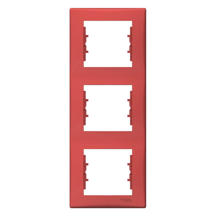 Рамка 3 поста Schneider Electric SEDNA, вертикальная, красный, SDN5801341