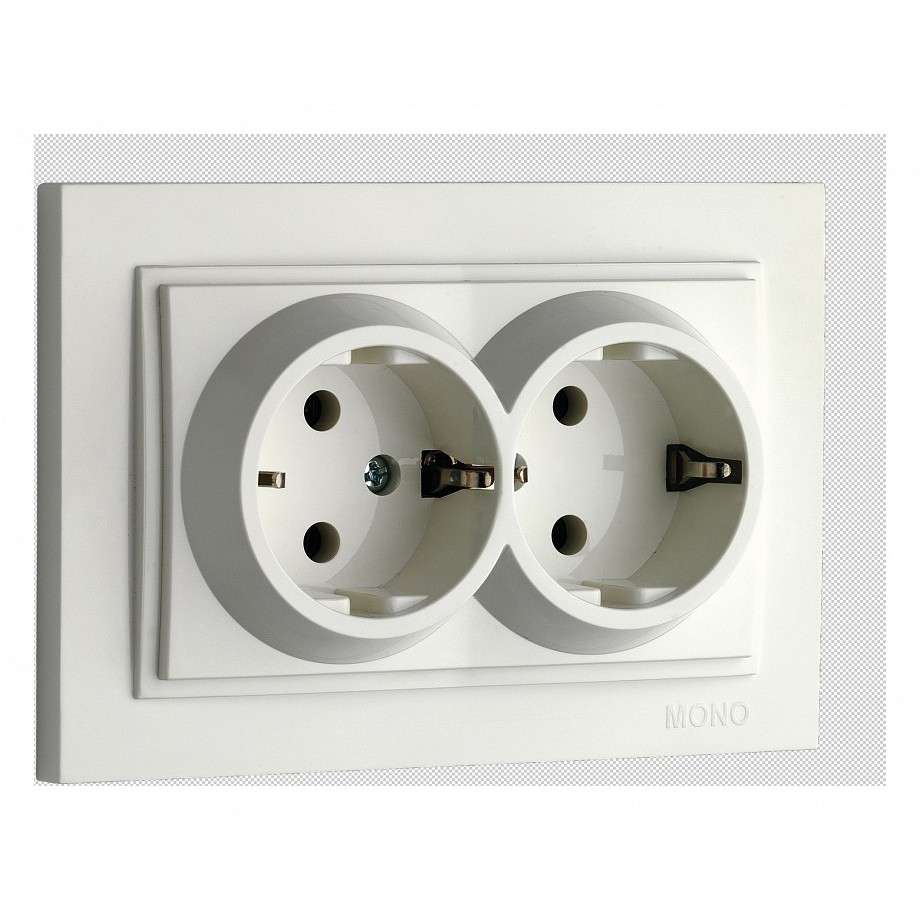 Розетка двойная с заземлением бел. Mono Electric Despina 102-190004-120