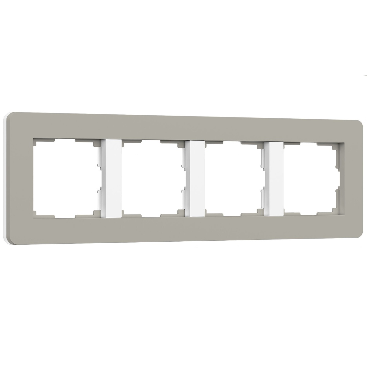 Рамка из поликарбоната на 4 поста Split дымчатый/белый, soft-touch W0043067