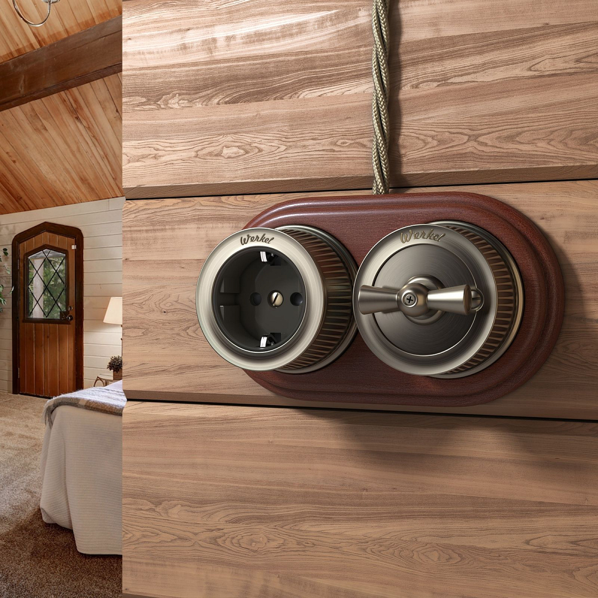 Переключатель одноклавишный матовый хром ретро WL19-01-03