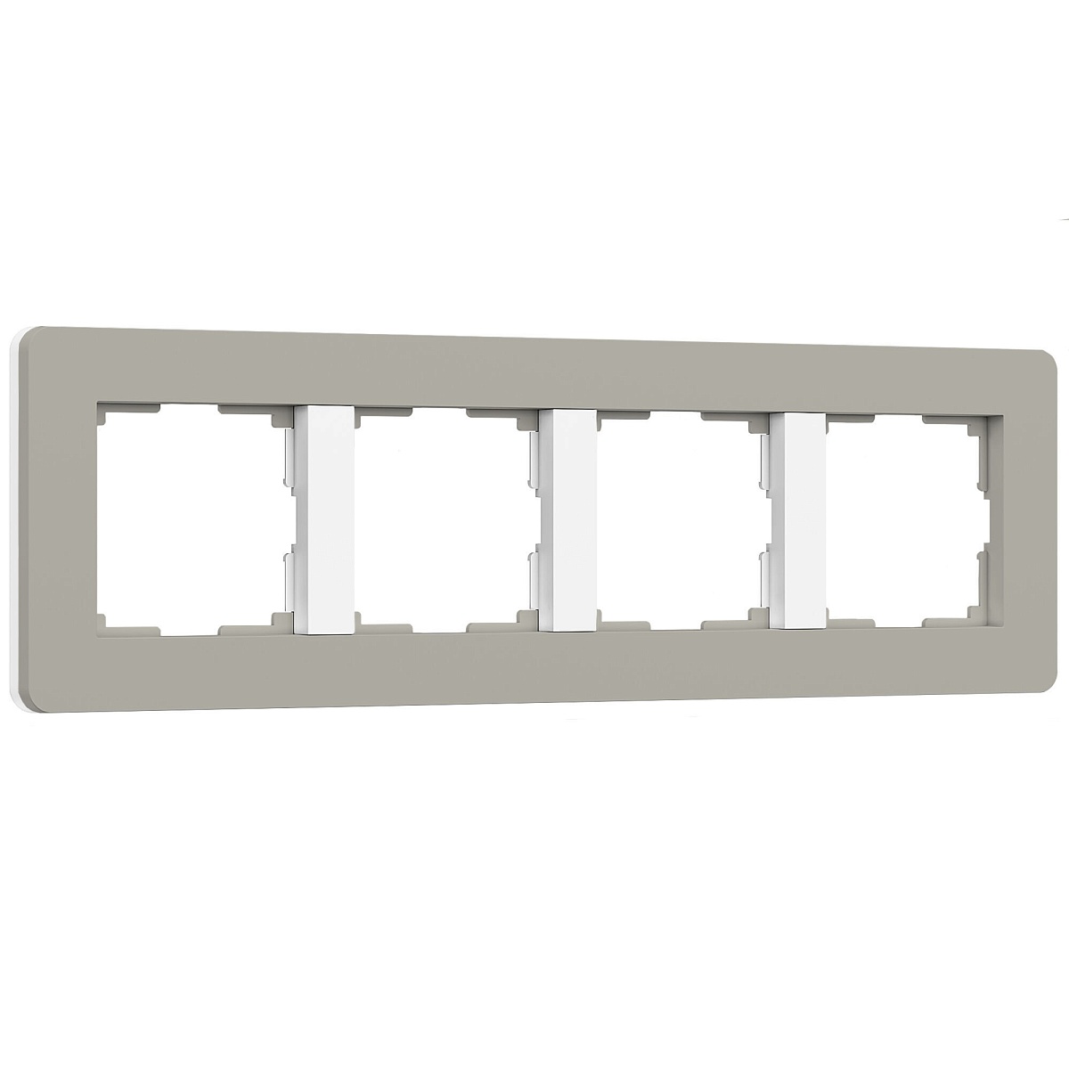 Рамка из поликарбоната на 4 поста Split дымчатый/белый, soft-touch W0043067