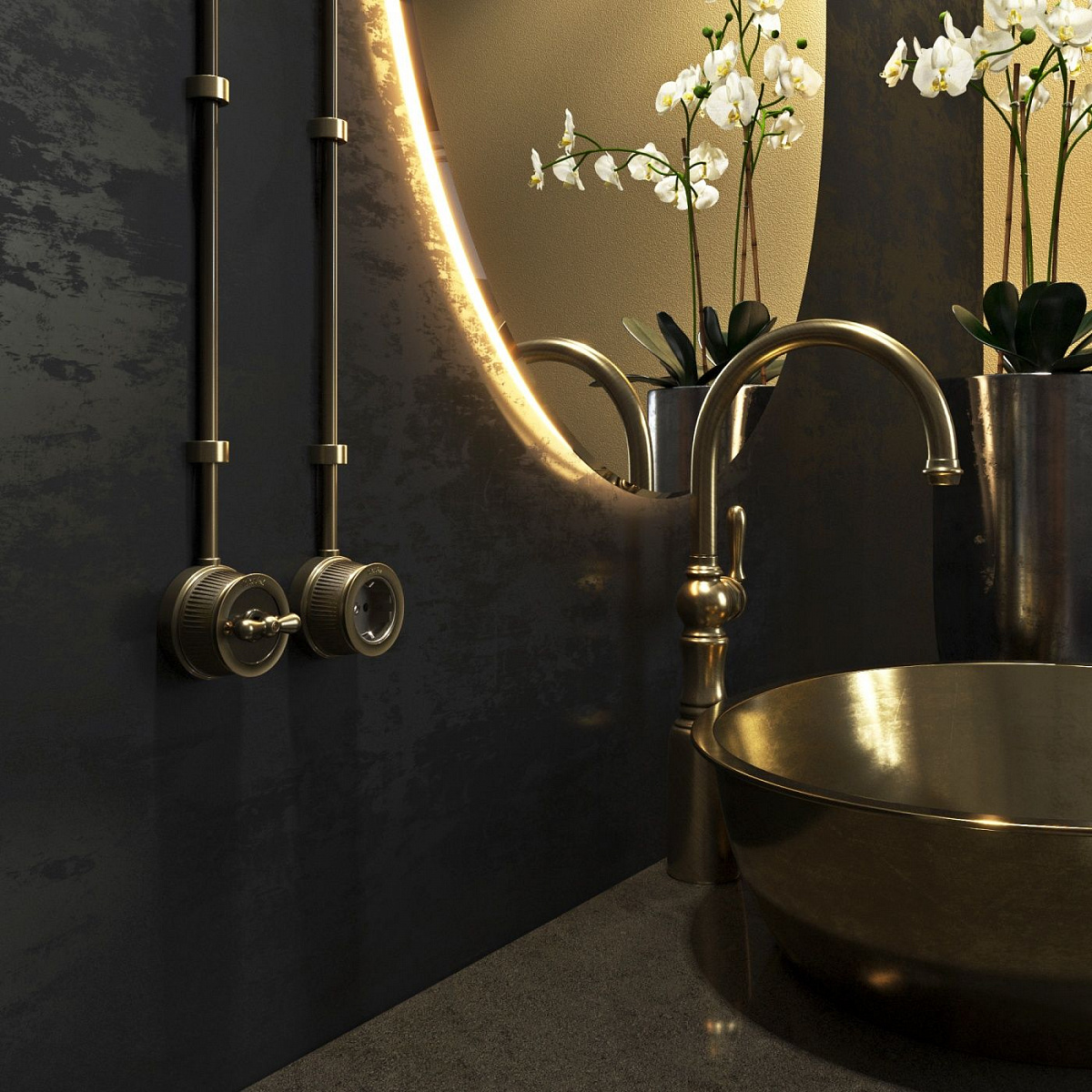 Переключатель одноклавишный матовый хром ретро WL19-01-03