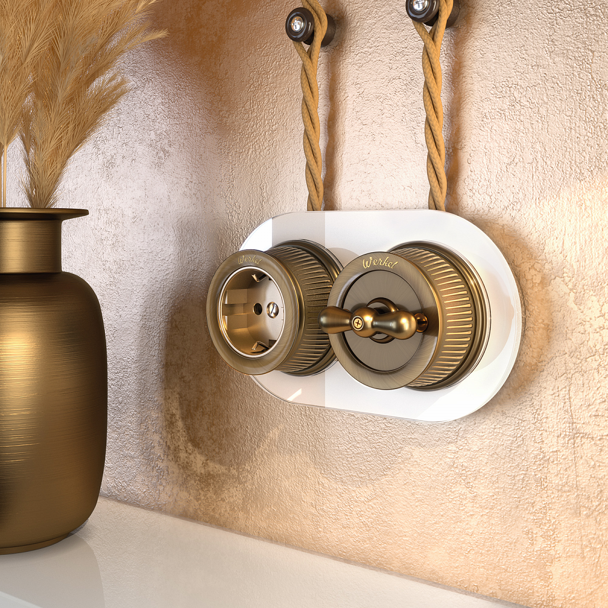 Переключатель одноклавишный матовый хром ретро WL19-01-03