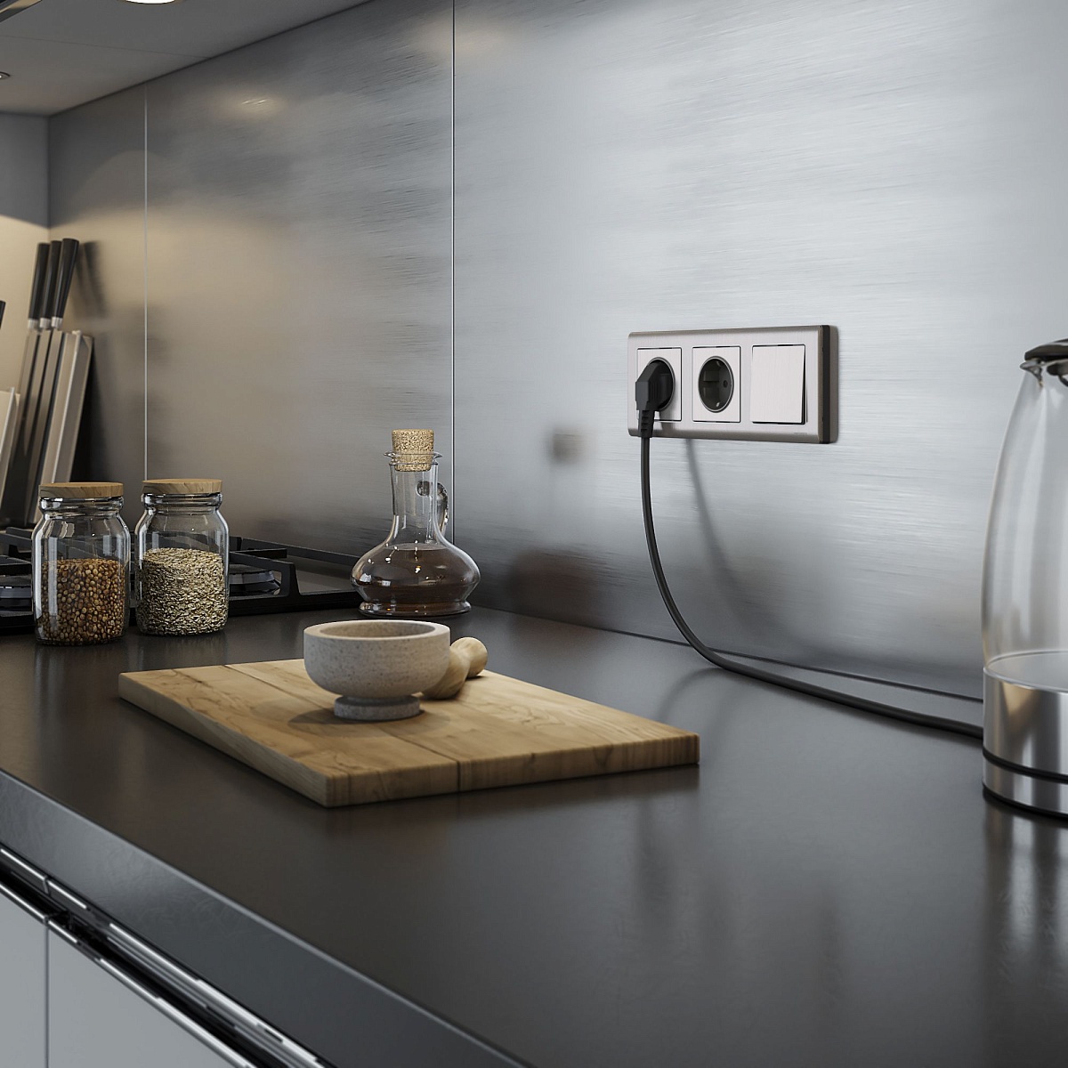 Рамка из металла на 3 поста Metallic глянцевый никель W0031602